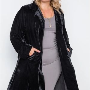 Vintage Black Velvet trenchcoat